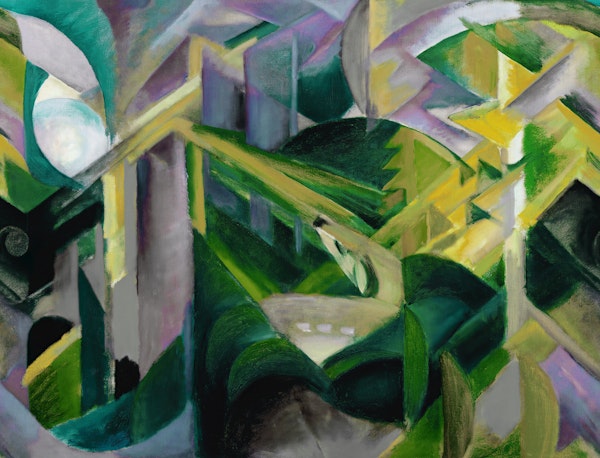 Deer in a Forest Art Mural - Green Multi