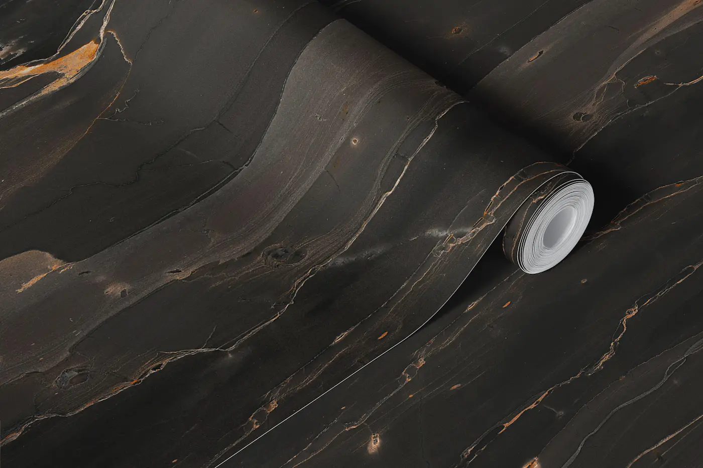 Black Marble with Gold Veins wallpaper roll