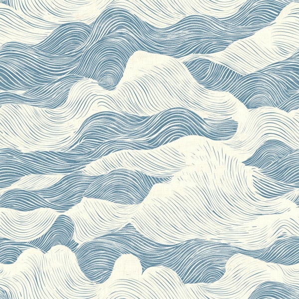 Nautical Indigo Wave Flow Pattern