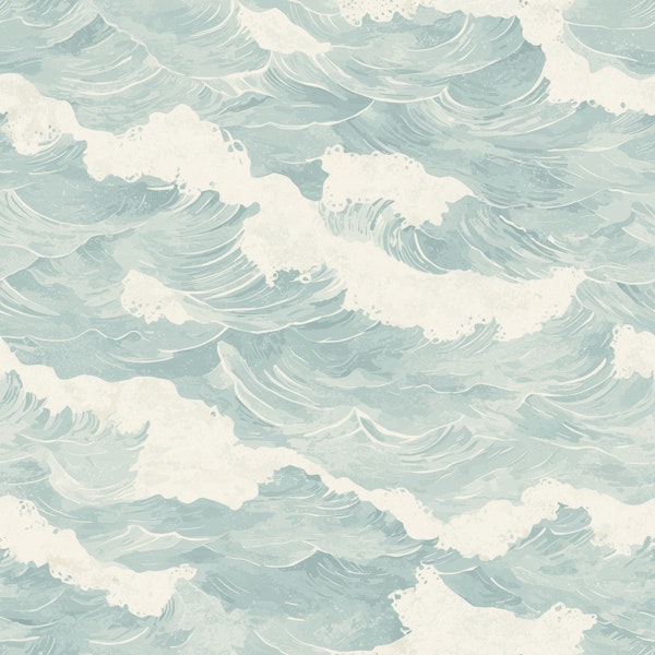 Ocean Waves in Pale Aqua Pattern