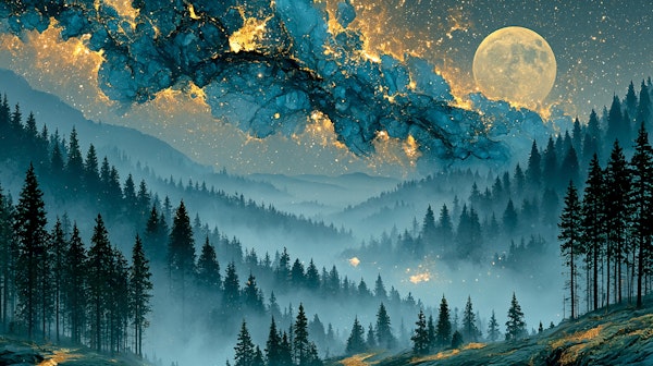 Celestial Gold Nebula Sky