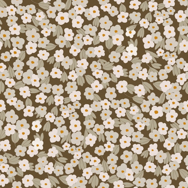 Retro Floral Olive Brown