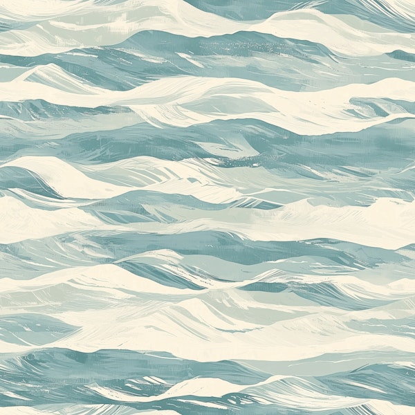 Ocean Waves in Misty Teal Pattern