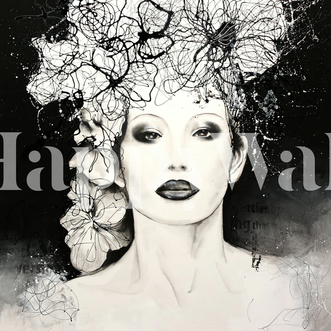 Ink Bloom Fashion Face tapet i et rum