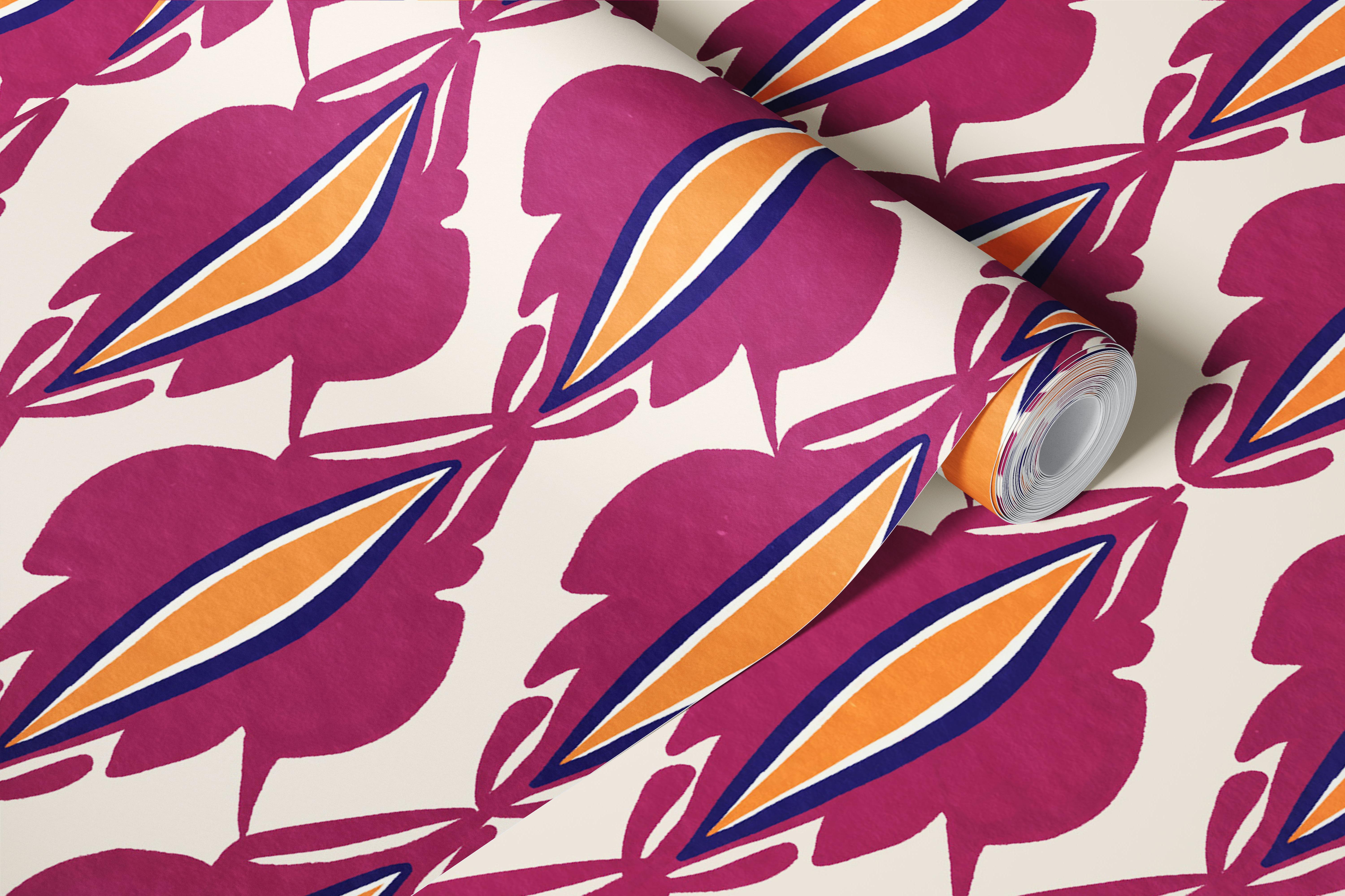 Papel de parede ikat pintado à mão num quarto colorido