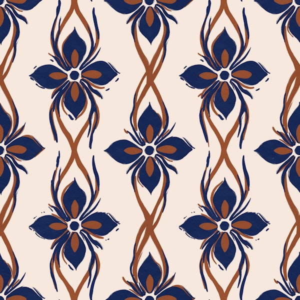 Indigo Floral Ikat
