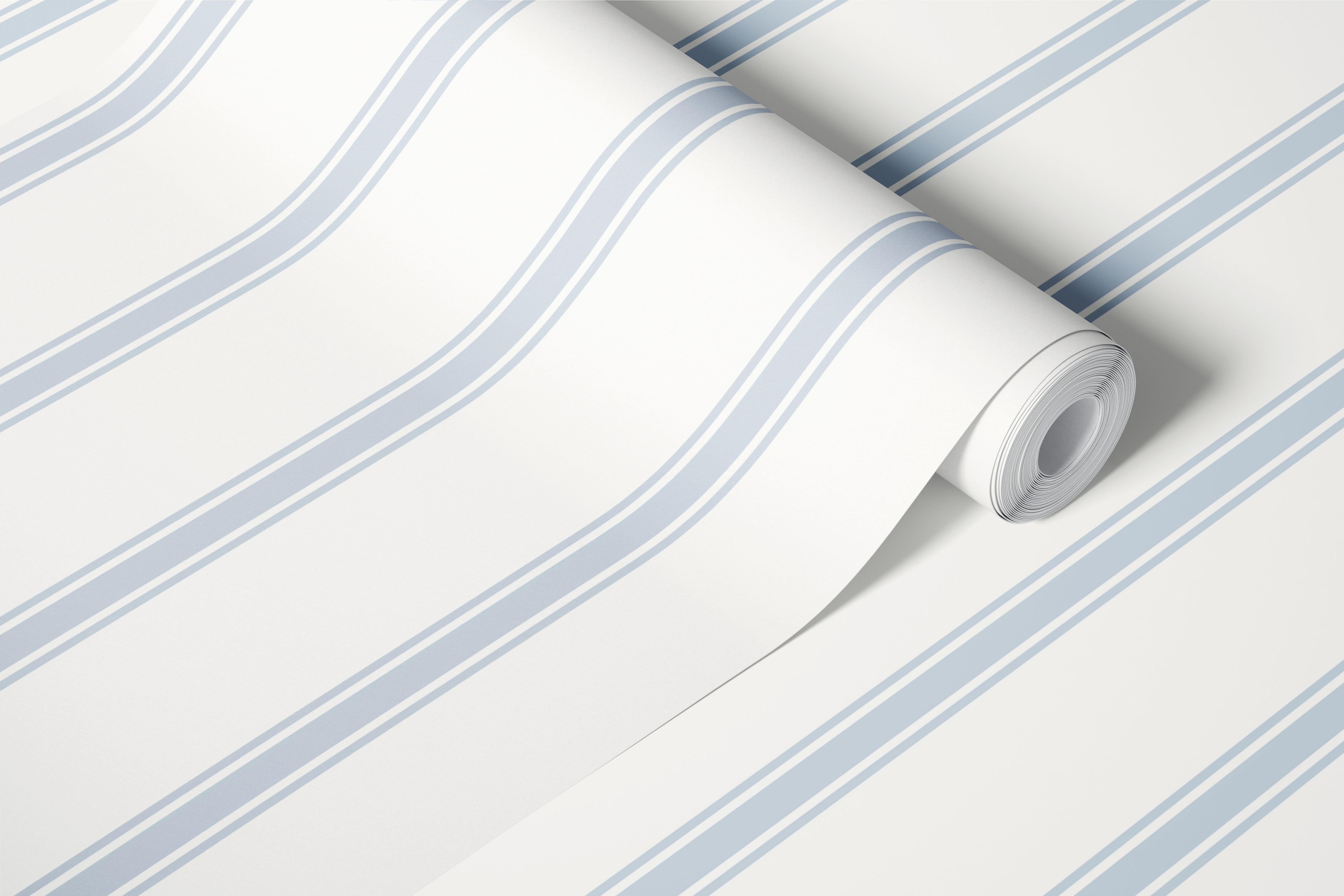 Pale Blue Coastal Stripes wallpaper in a room