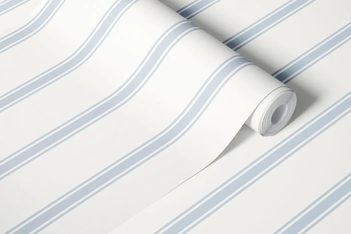 Pale Blue Coastal Stripes wallpaper roll