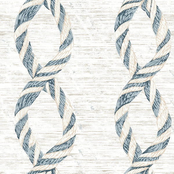 Maritime Rope on White Wood Pattern