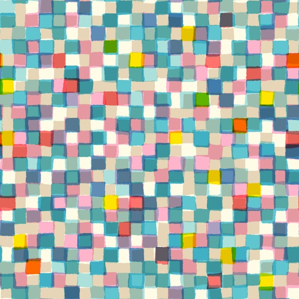 Colorful Retro Patchwork Grid Aqua Mix