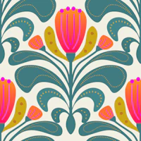 Bold Tulip Folk Art carta da parati