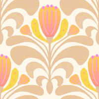 Bold Tulip Folk Art Light carta da parati