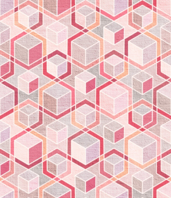 Berry Blush and Beige Hexagon Blocks Large