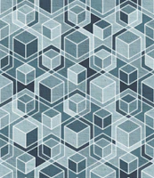 Denim Blue Grey Isometric Cubes Large tapete