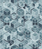 Denim Blue Grey Isometric Cubes Small tapete