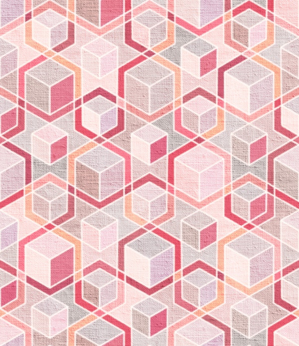 Berry Blush and Beige Hexagon Blocks Small