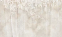 Bokeh Drapery Leaves - Peach tapet