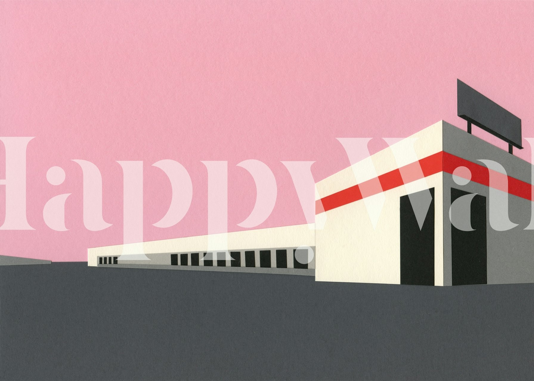 Sunset Warehouse tapetdesign i et rum