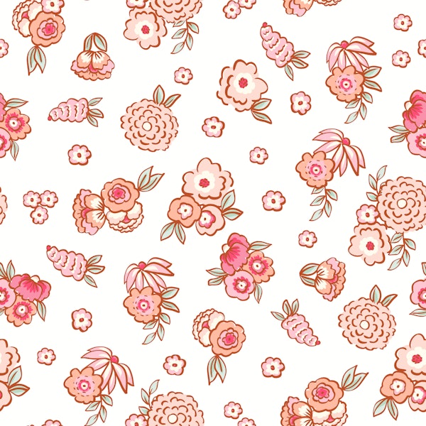 Blush Blooms on White