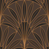 Art Deco palm leaves fan earth tones wallpaper