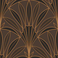 M Art Deco palm leaves fan earth tones wallpaper