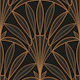 Art Deco palm leaves fan moody black