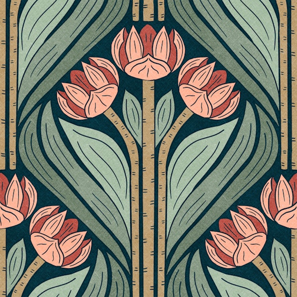 Coral and Sage Tulips - Custom