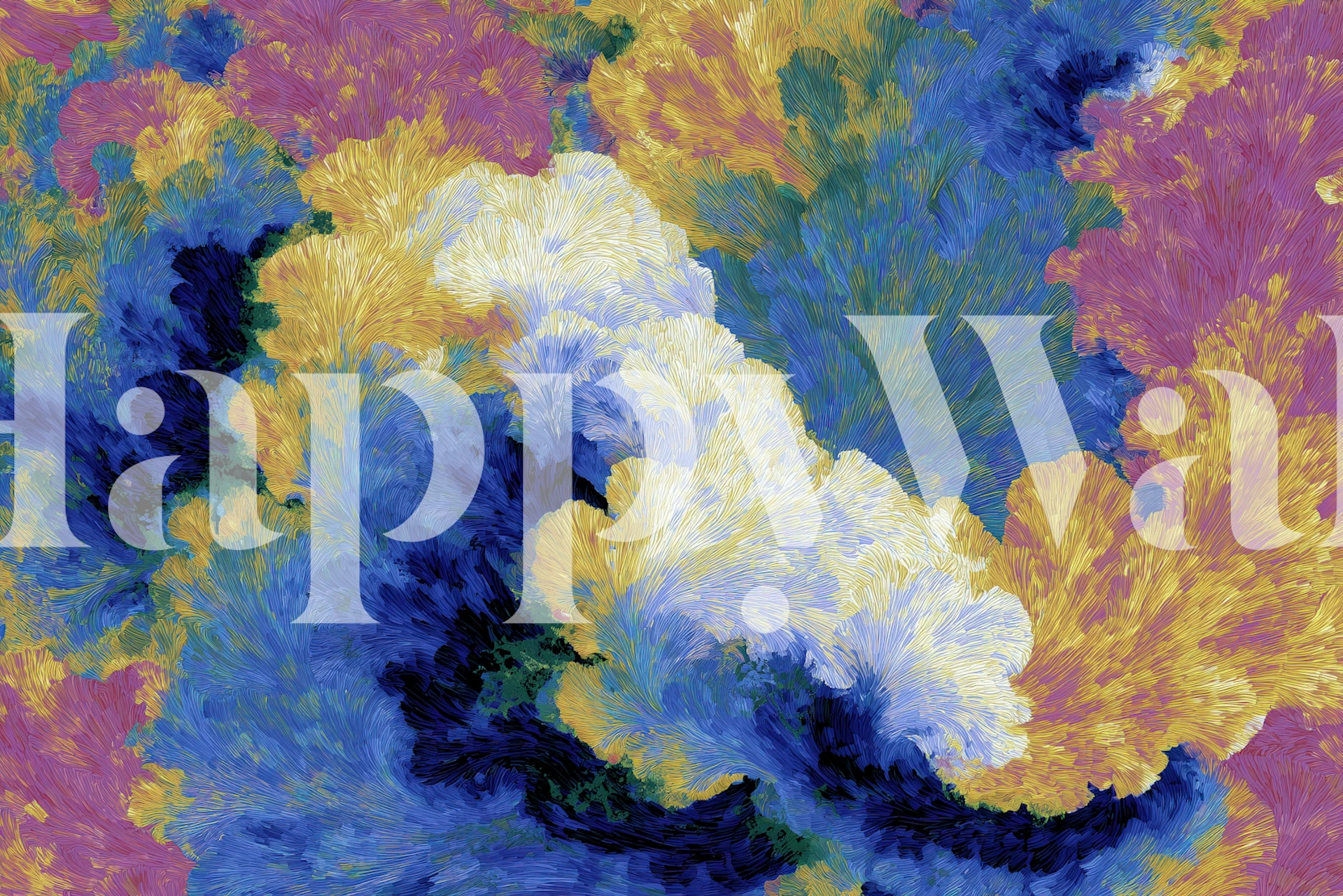 papel de parede Electric Coral Flow em um cômodo
