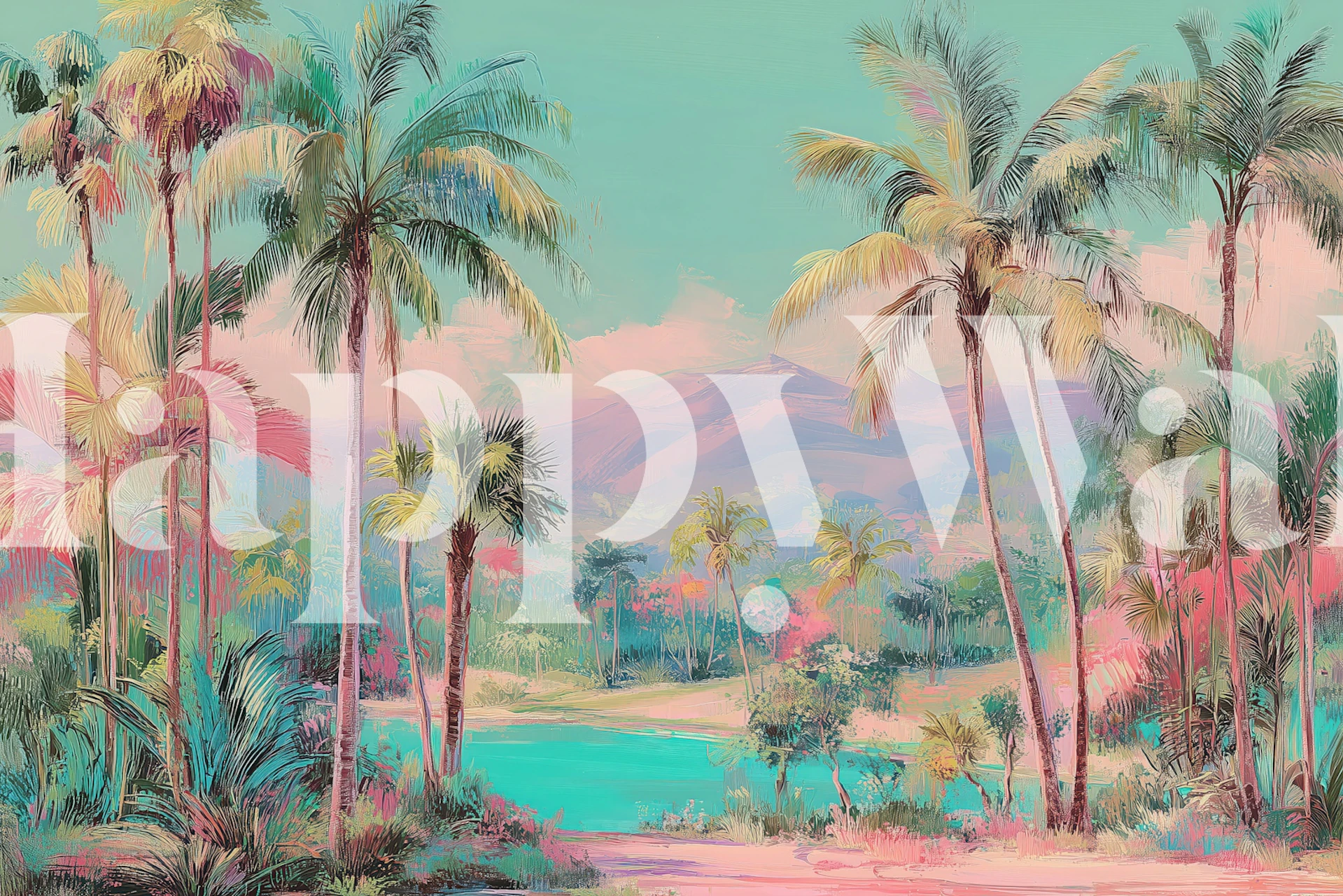 Pastel Tropical Escape wallpaper in a room