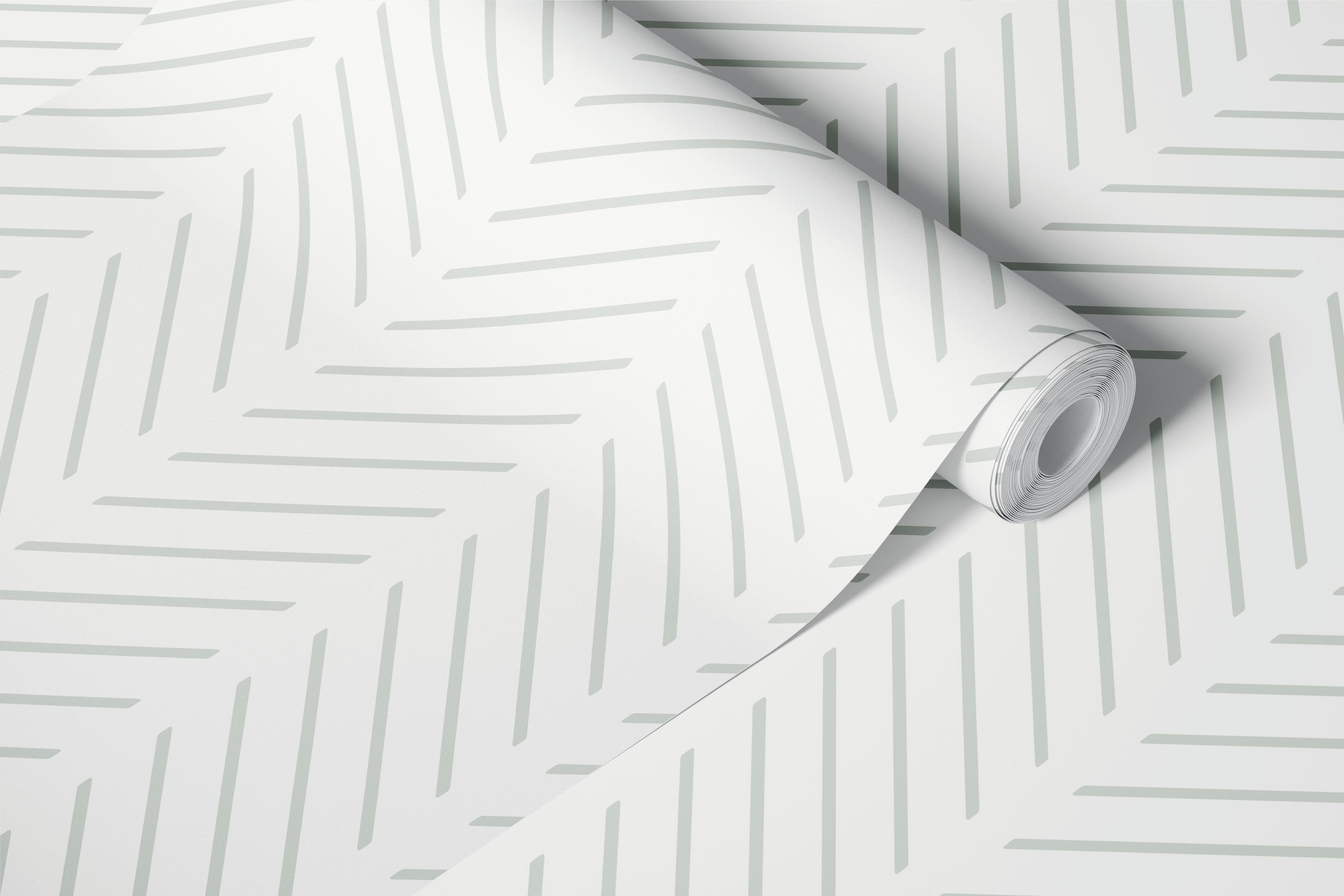 Light green grey dashed chevron wallpaper room
