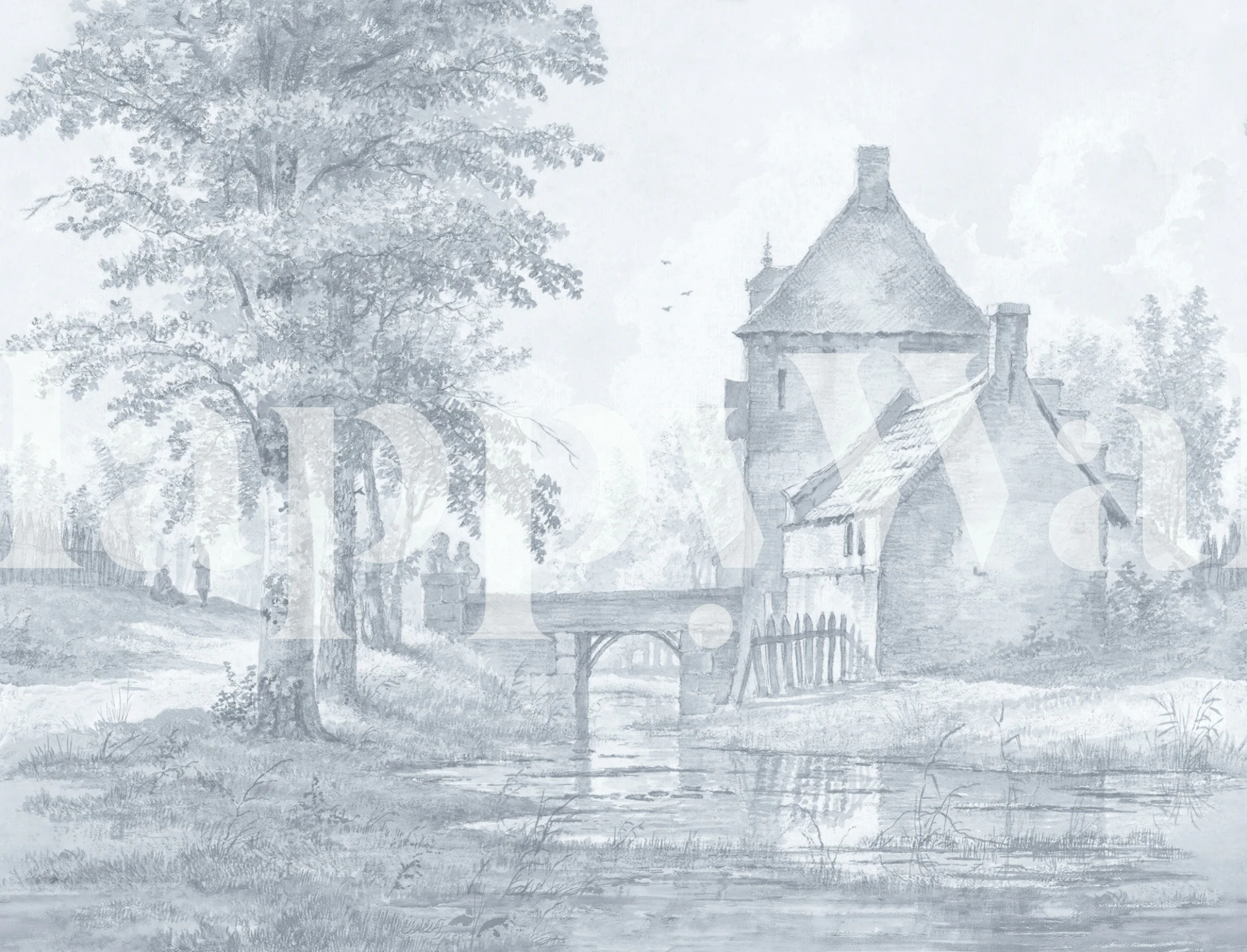 The Old Gate House - Soft Navy wallpaper in a room