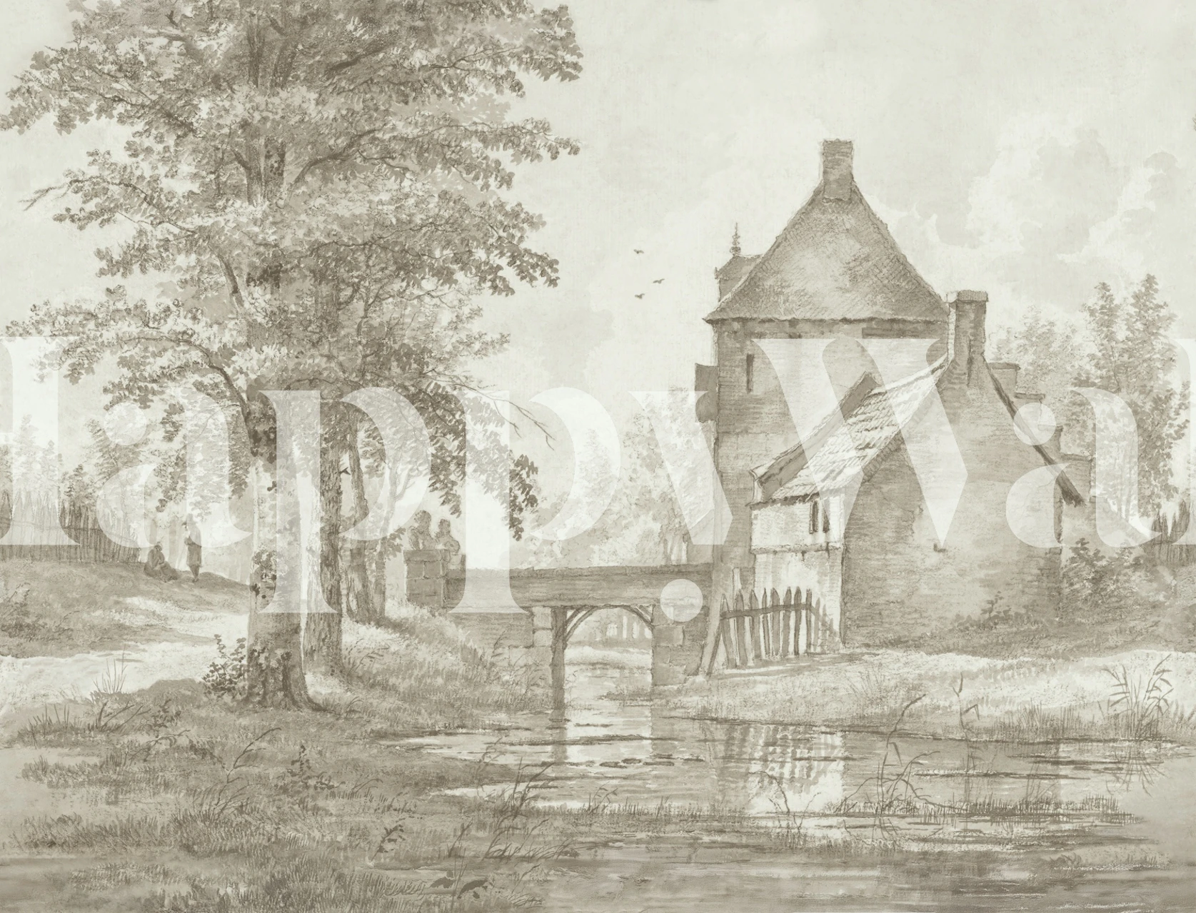 The Old Gate House - Sepia wallpaper in a room