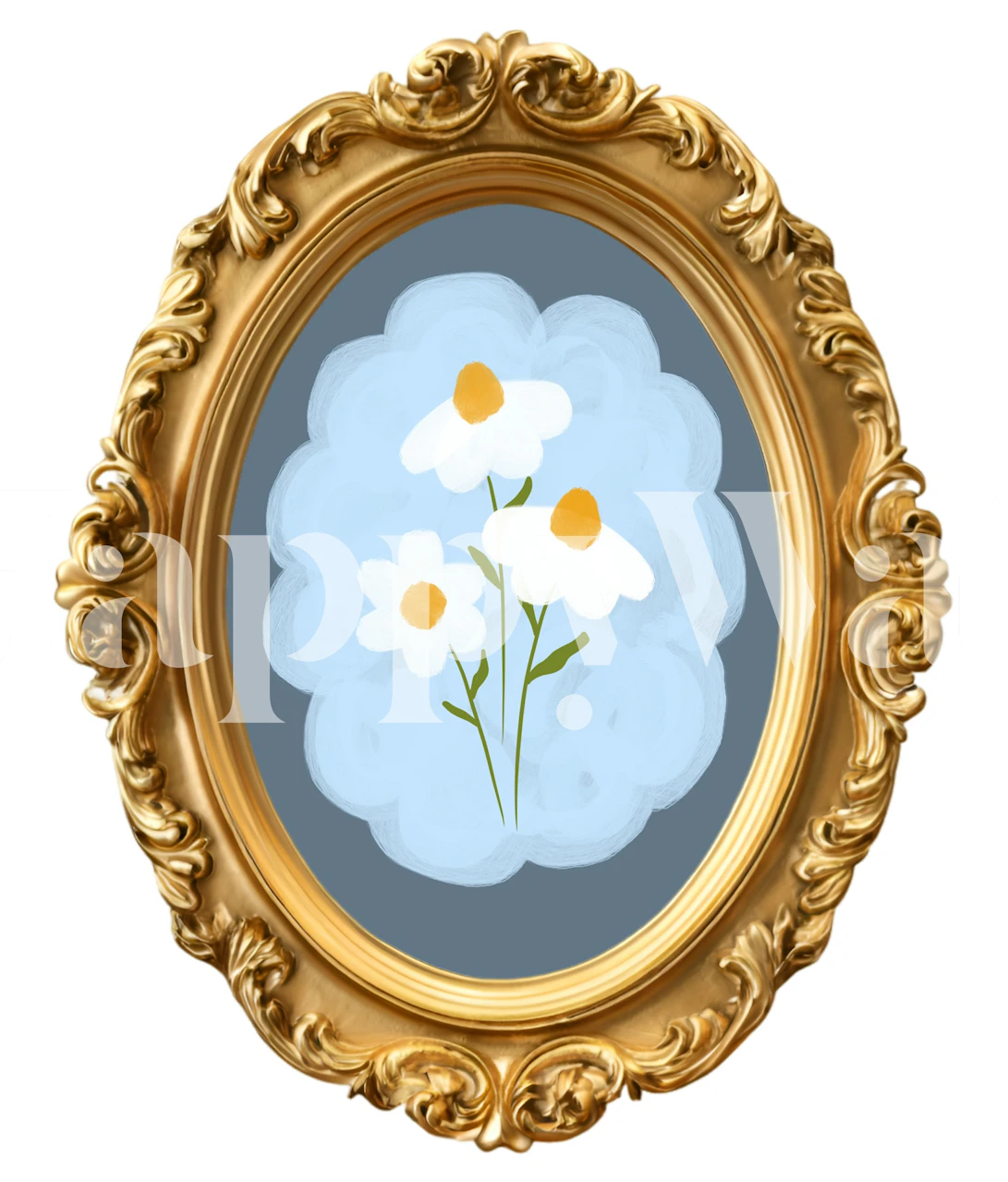 Acrylic Daisy wallpaper in gold frame