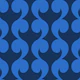 Mid Century Blue Ornate Swirls