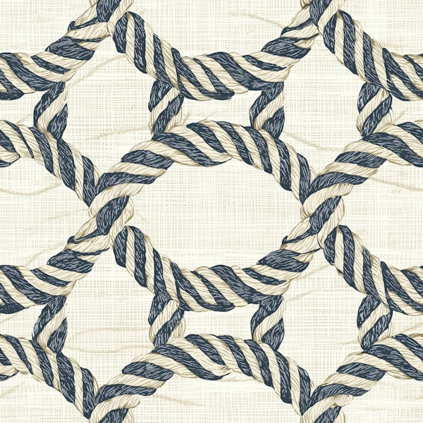 Navy and Cream Rope Knots Pattern