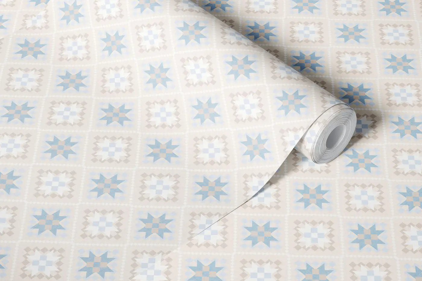 coastal cottage quilt block wallpaper roll