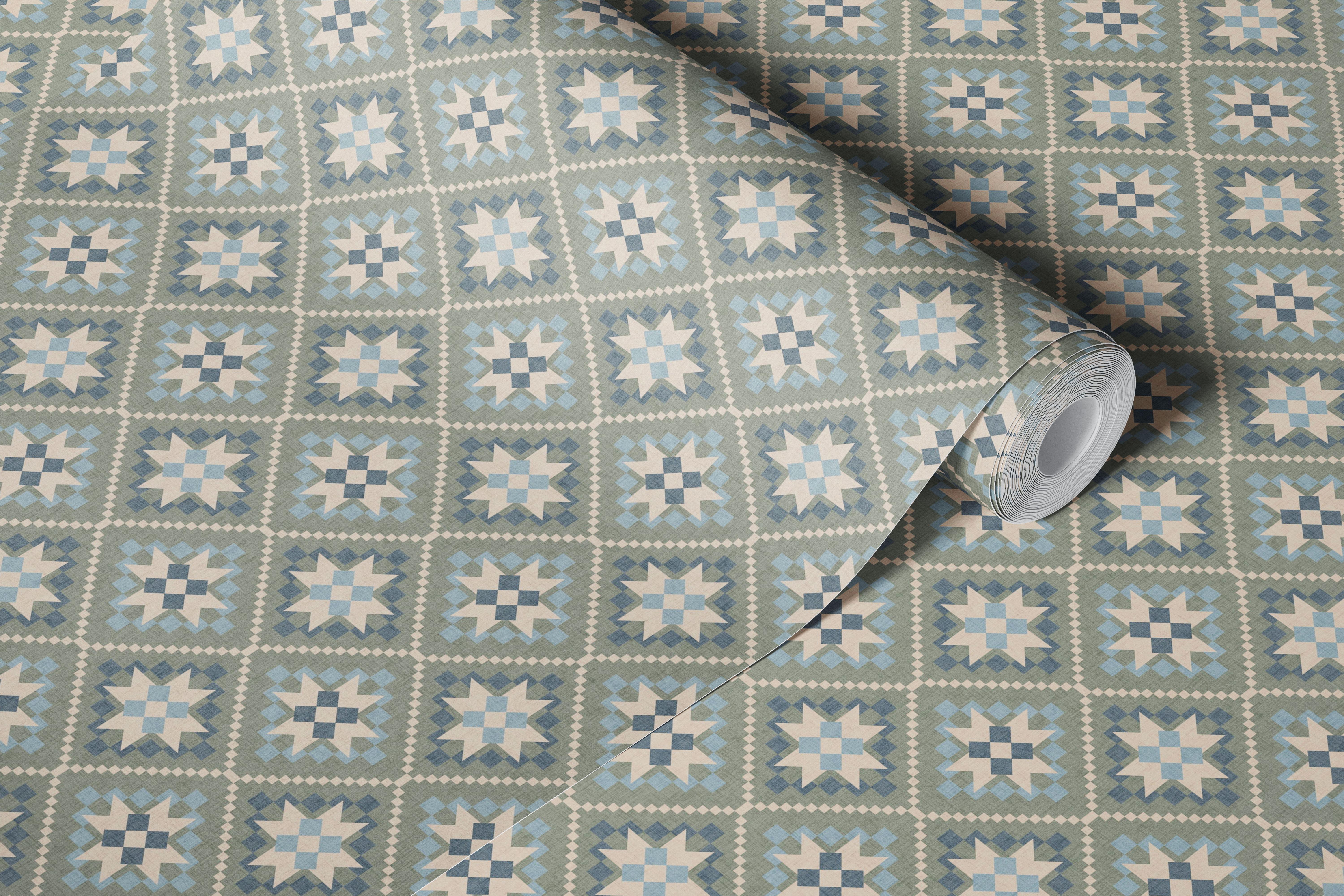 Vis cottage quilt vintage green tapet