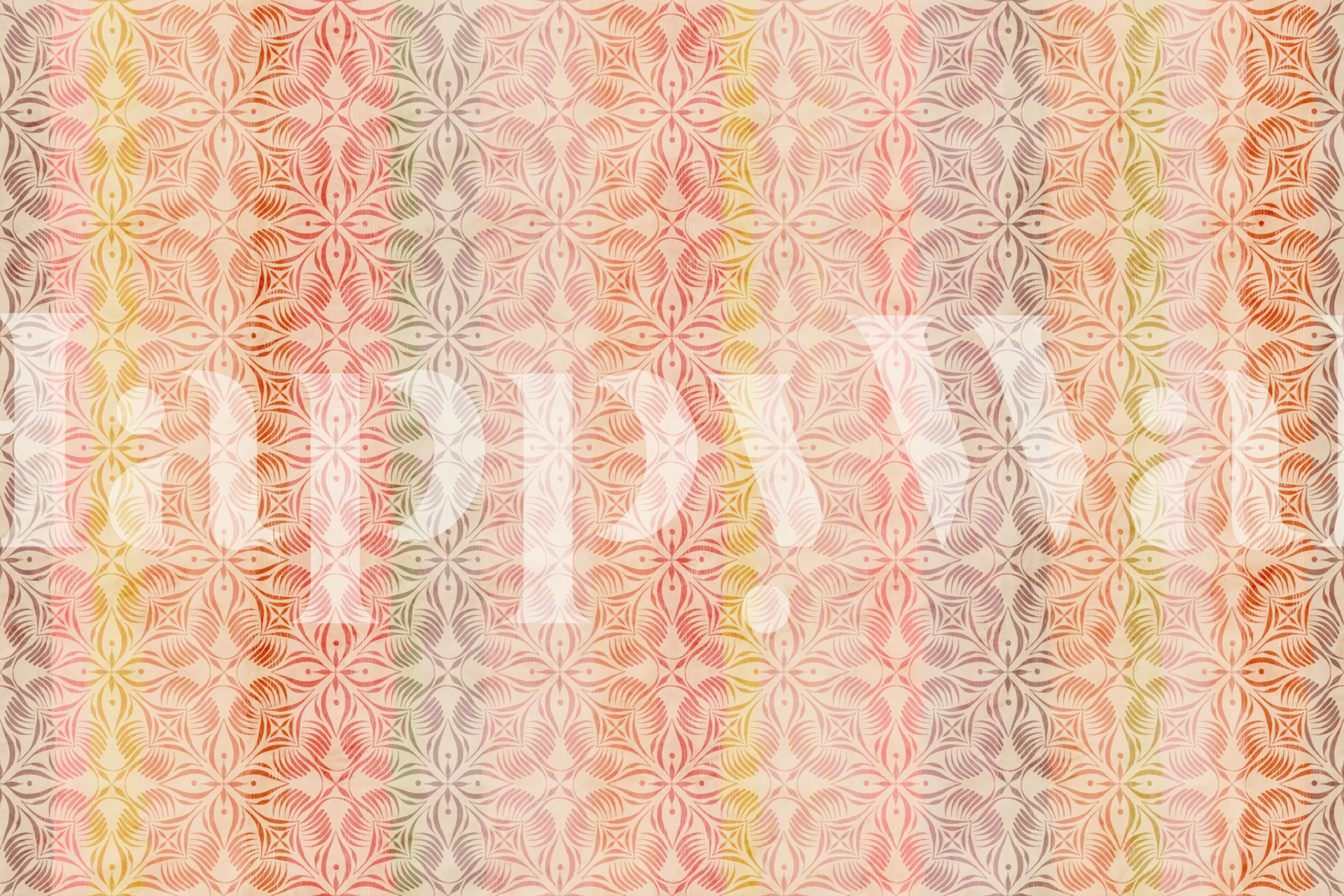 Boho Sunwashed Coral Lattice wallpaper in a room