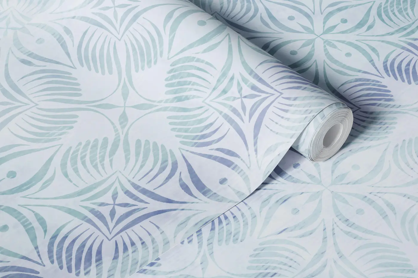 Boho Sunwashed Dusty Blue Lattice wallpaper roll