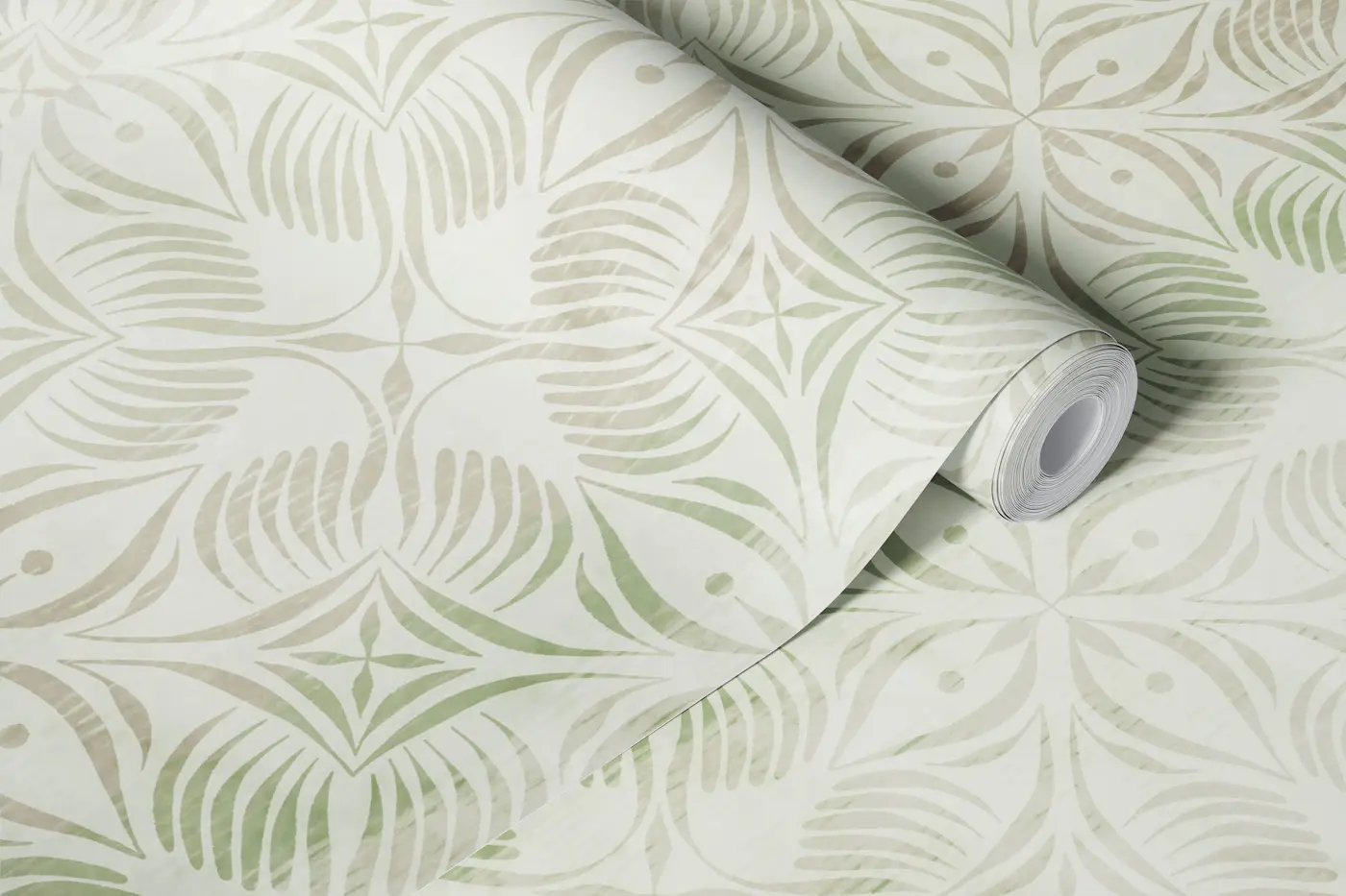 Boho Sunwashed Muted Sage Lattice wallpaper roll