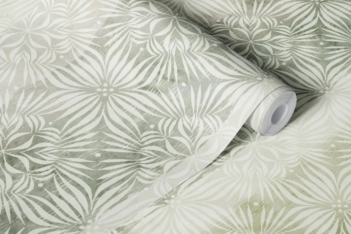 Boho Sunwashed Muted Sage Stripe wallpaper roll
