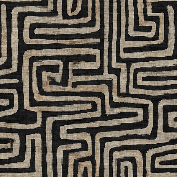 African Tribal Geometric Maze Lines