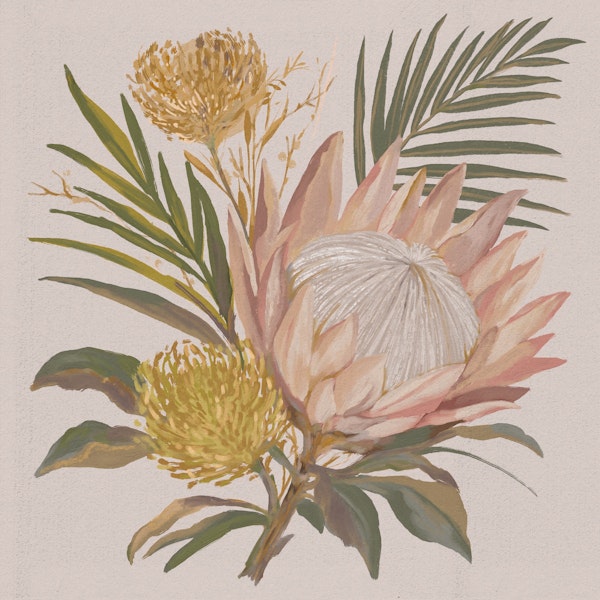 Boho Protea Florals Oil Painted Botanical