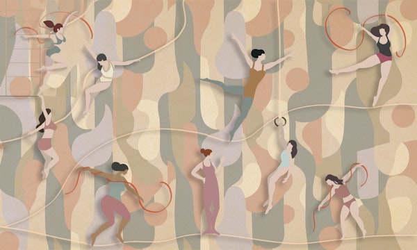 Retro Gymnastics Abstract Mural