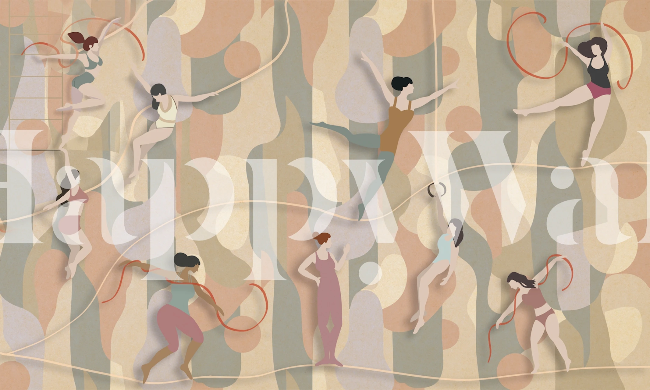 Retro gymnastics abstract mural u sobi