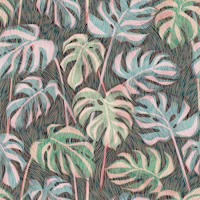 Teal and Pink Tropical Monstera wallpaper