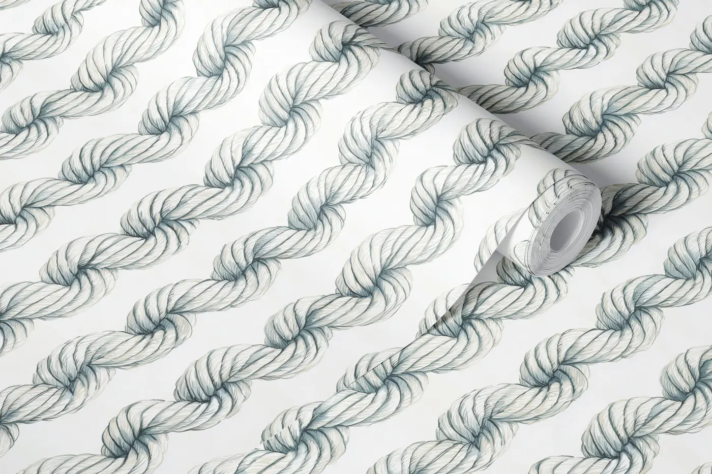 Coastal Twisted Rope Lines Pattern wallpaper roll