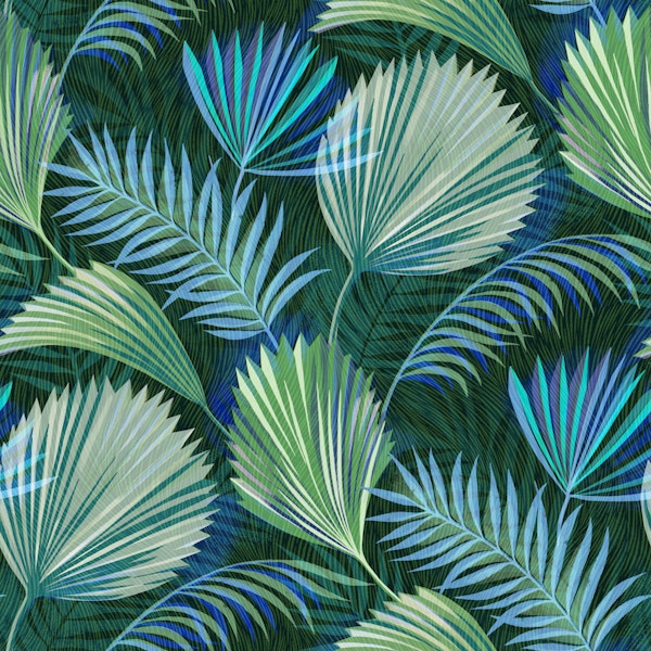 Lush Emerald Botanical Palm Leaves