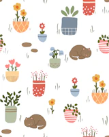 Sleeping Cats in the Garden wallpaper