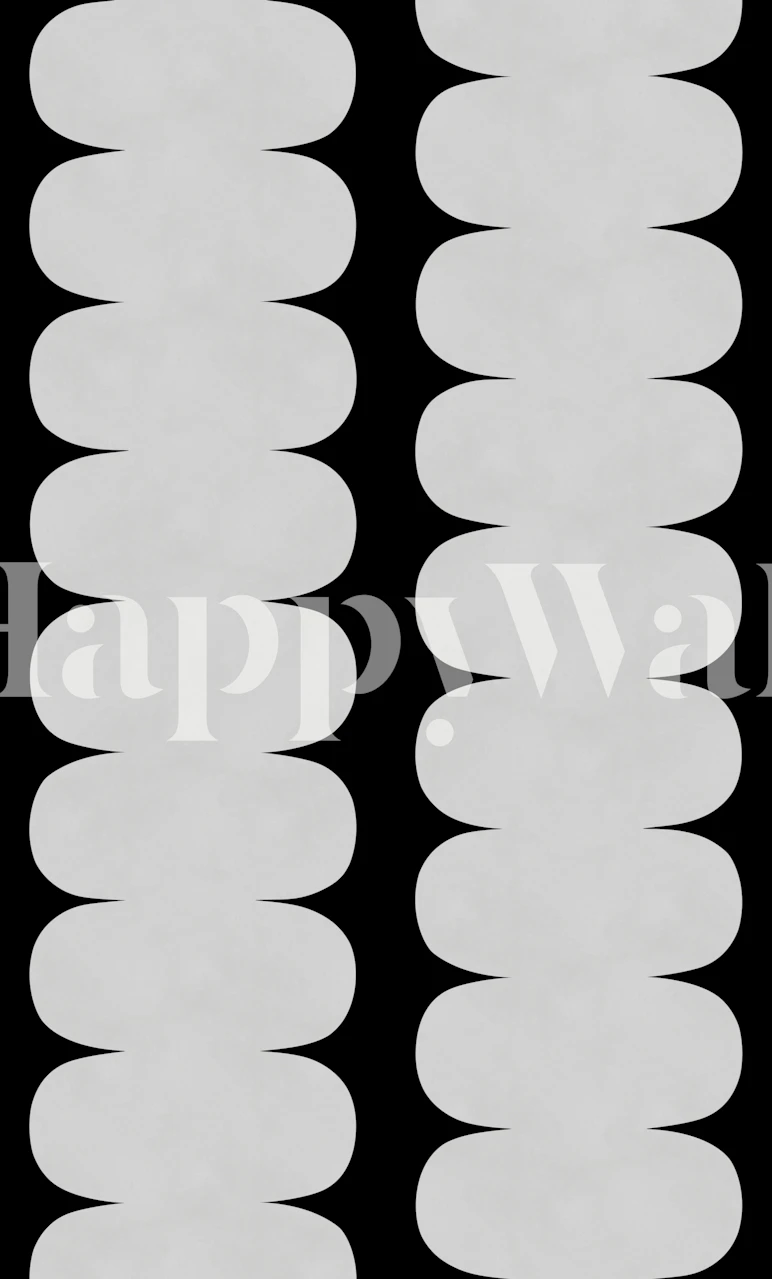 Mod black white oval columns wallpaper in a room